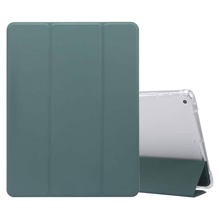 3-folding Electric Pressed Skin Texture Horizontal Flip Shockproof Transparent TPU + PU Leather Case with Holder & Pen Slot & Sleep / Wake-up Function