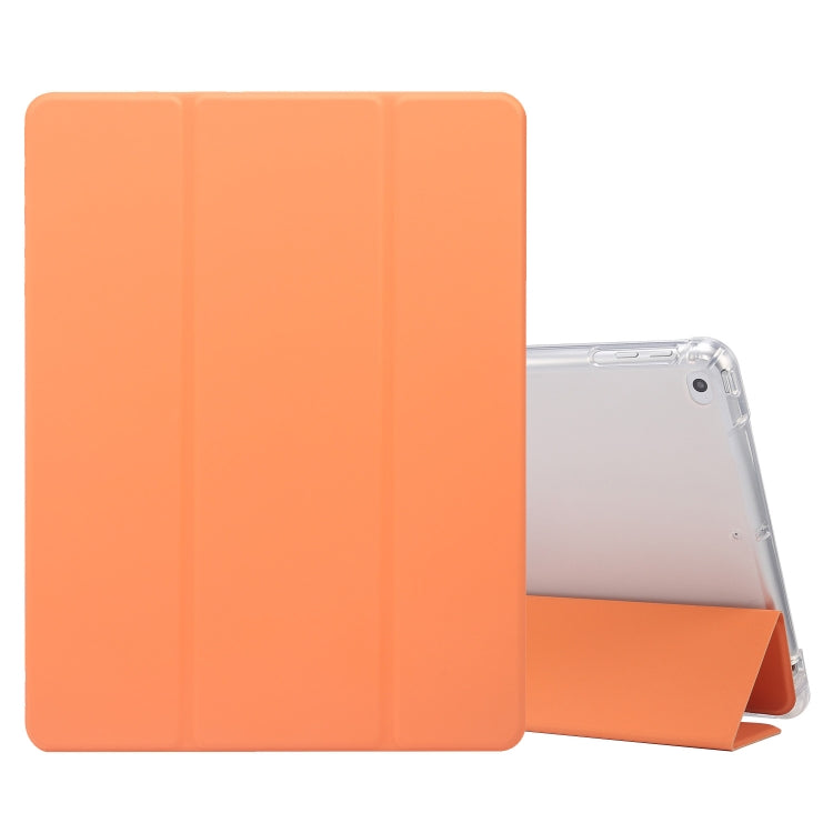 3-folding Electric Pressed Skin Texture Horizontal Flip Shockproof Transparent TPU + PU Leather Case with Holder & Pen Slot & Sleep / Wake-up Function
