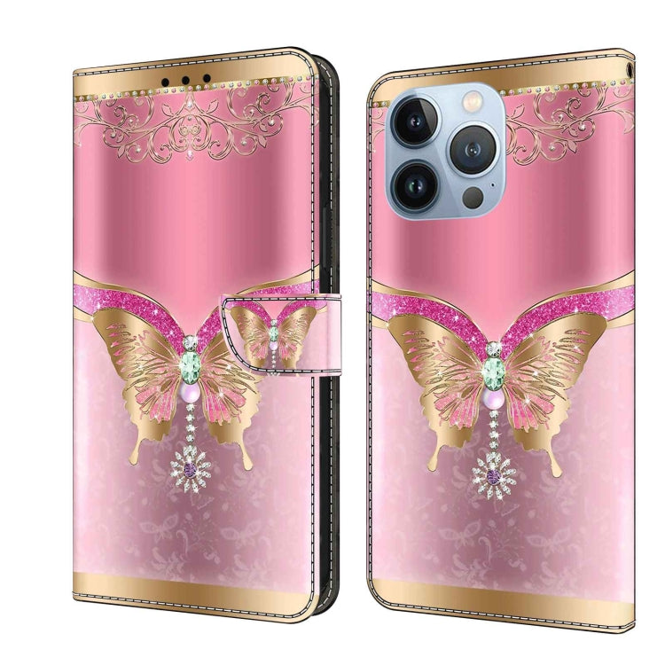 Crystal 3D Shockproof Protective Leather Phone Case, For iPhone 13 Pro