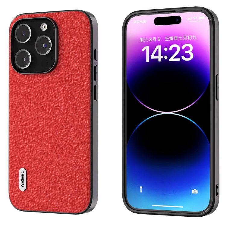 ABEEL Cross Texture Genuine Leather Phone Case, For iPhone 15 Plus, For iPhone 15, For iPhone 14 Plus, For iPhone 14, For iPhone 14 Pro, For iPhone 14 Pro Max