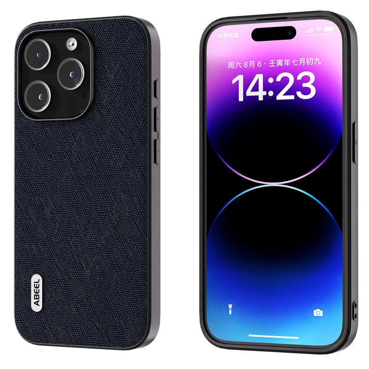ABEEL Cross Texture Genuine Leather Phone Case, For iPhone 15 Plus, For iPhone 15, For iPhone 14 Plus, For iPhone 14, For iPhone 14 Pro, For iPhone 14 Pro Max