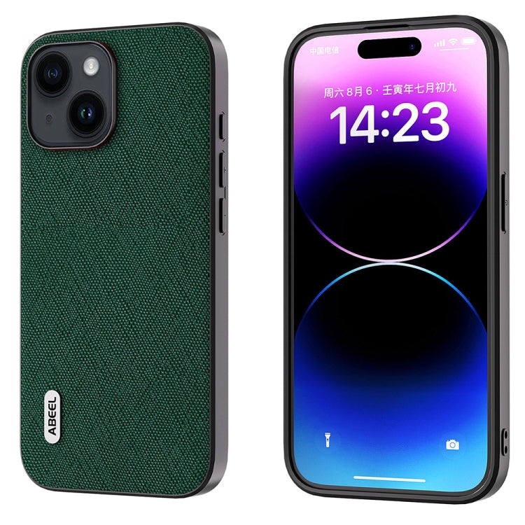 ABEEL Cross Texture Genuine Leather Phone Case, For iPhone 15 Plus, For iPhone 15, For iPhone 14 Plus, For iPhone 14, For iPhone 14 Pro, For iPhone 14 Pro Max