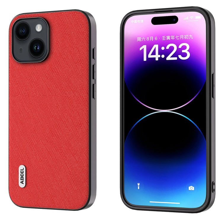 ABEEL Cross Texture Genuine Leather Phone Case, For iPhone 15 Plus, For iPhone 15, For iPhone 14 Plus, For iPhone 14, For iPhone 14 Pro, For iPhone 14 Pro Max