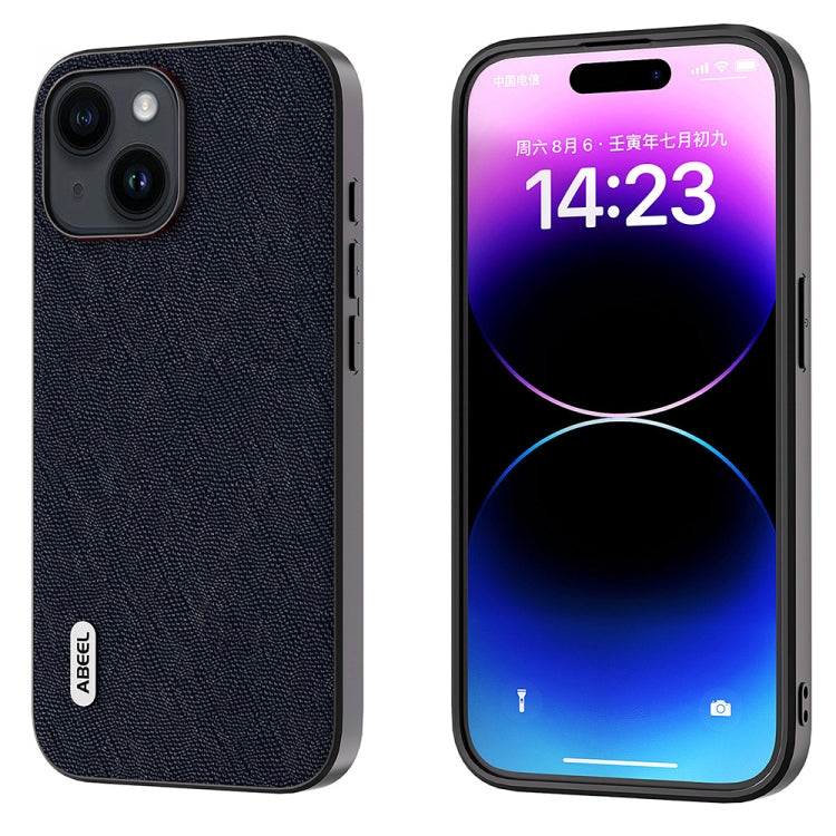 ABEEL Cross Texture Genuine Leather Phone Case, For iPhone 15 Plus, For iPhone 15, For iPhone 14 Plus, For iPhone 14, For iPhone 14 Pro, For iPhone 14 Pro Max