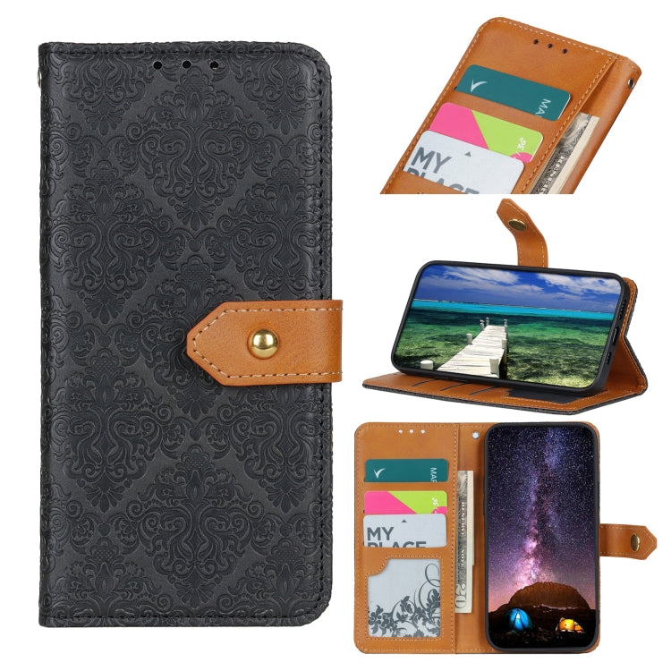 European Floral Embossed Leather Phone Case, For iPhone 15