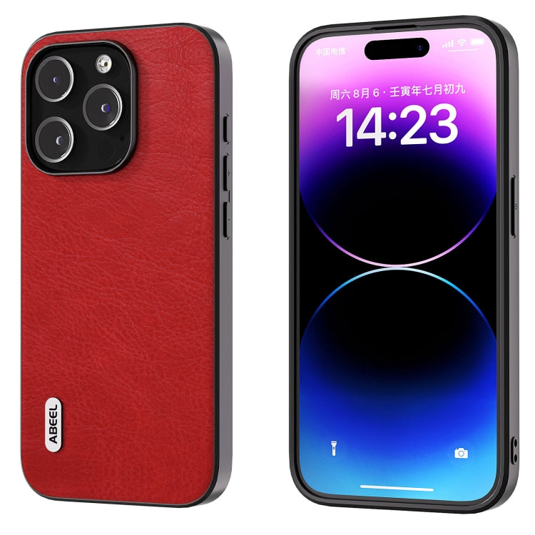 ABEEL Retro Litchi Texture PU Phone Case, For iPhone 14 Pro, For iPhone 14 Pro Max