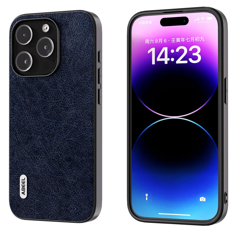 ABEEL Retro Litchi Texture PU Phone Case, For iPhone 14 Pro, For iPhone 14 Pro Max