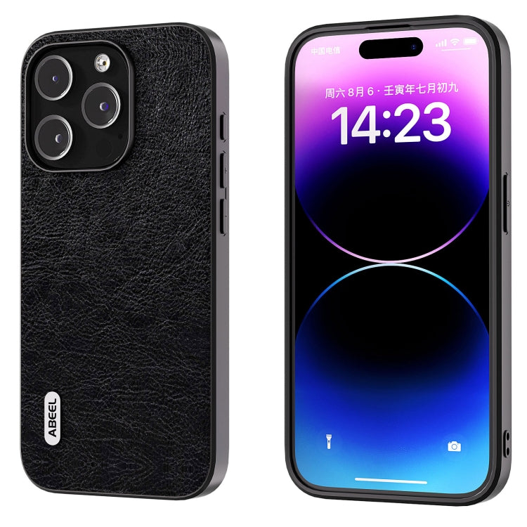 ABEEL Retro Litchi Texture PU Phone Case, For iPhone 14 Pro, For iPhone 14 Pro Max