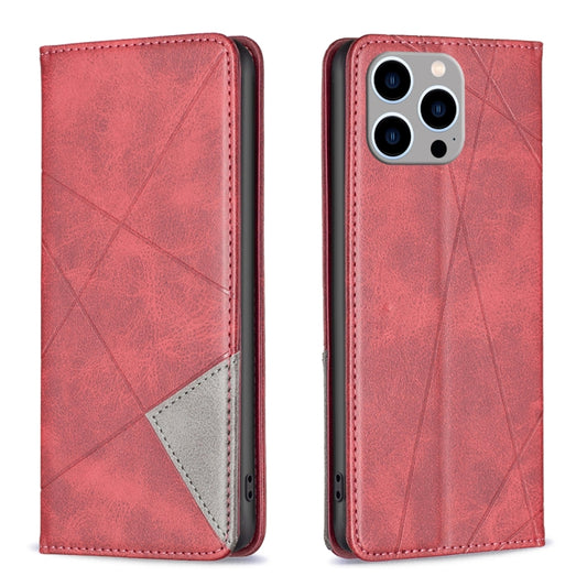 Rhombus Texture Magnetic Leather Phone Case