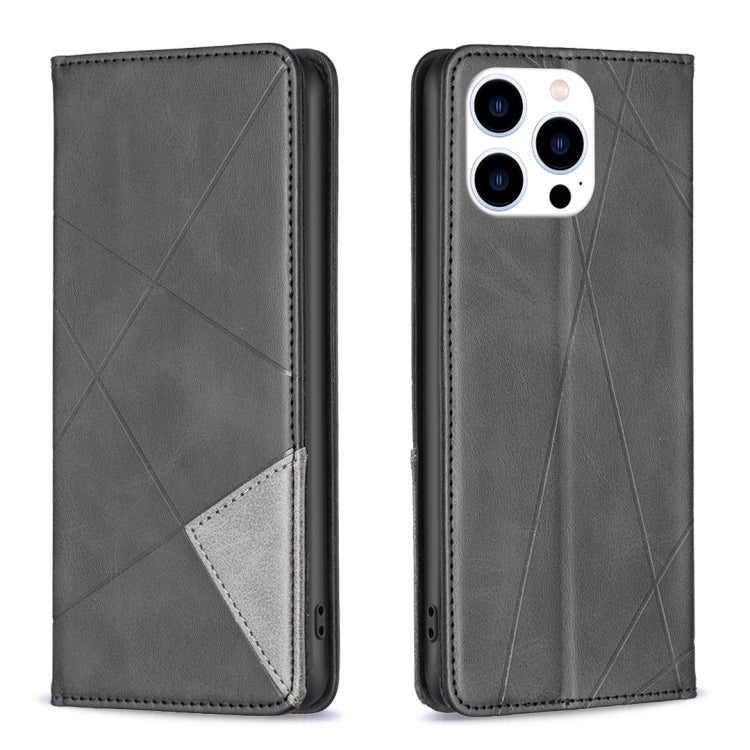 Rhombus Texture Magnetic Leather Phone Case