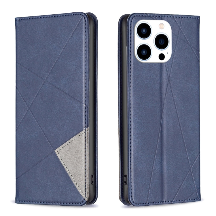 Rhombus Texture Magnetic Leather Phone Case