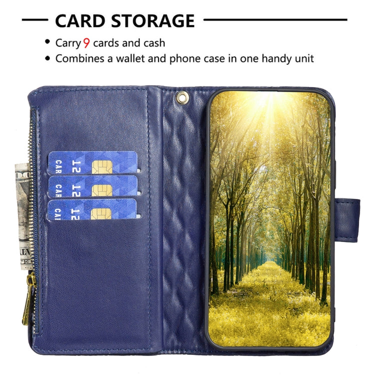 Diamond Lattice Zipper Wallet Leather Flip Phone Case, For iPhone 15 Pro Max, For iPhone 15 Pro, For iPhone 15 Plus, For iPhone 15