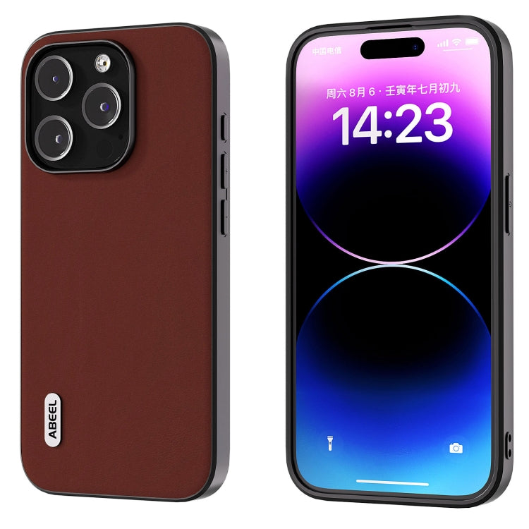 ABEEL Genuine Leather Silky Soft Black Edge Phone Case, For iPhone 14 Pro, For iPhone 14 Pro Max