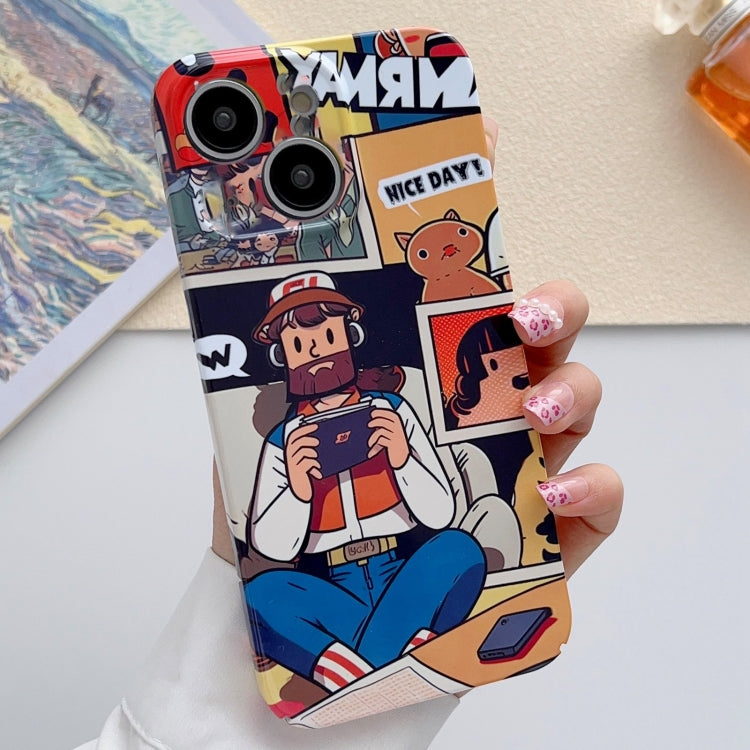 Painted Pattern Precise Hole PC Phone Case, For iPhone 15 Plus