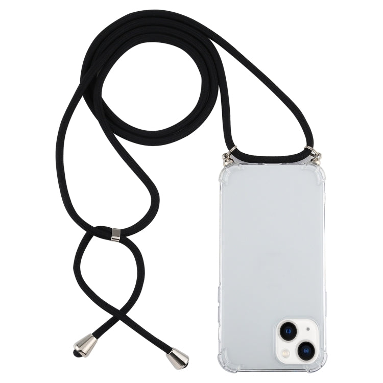 Four-Corner Shockproof Transparent TPU Case with Lanyard, For iPhone 15 Plus