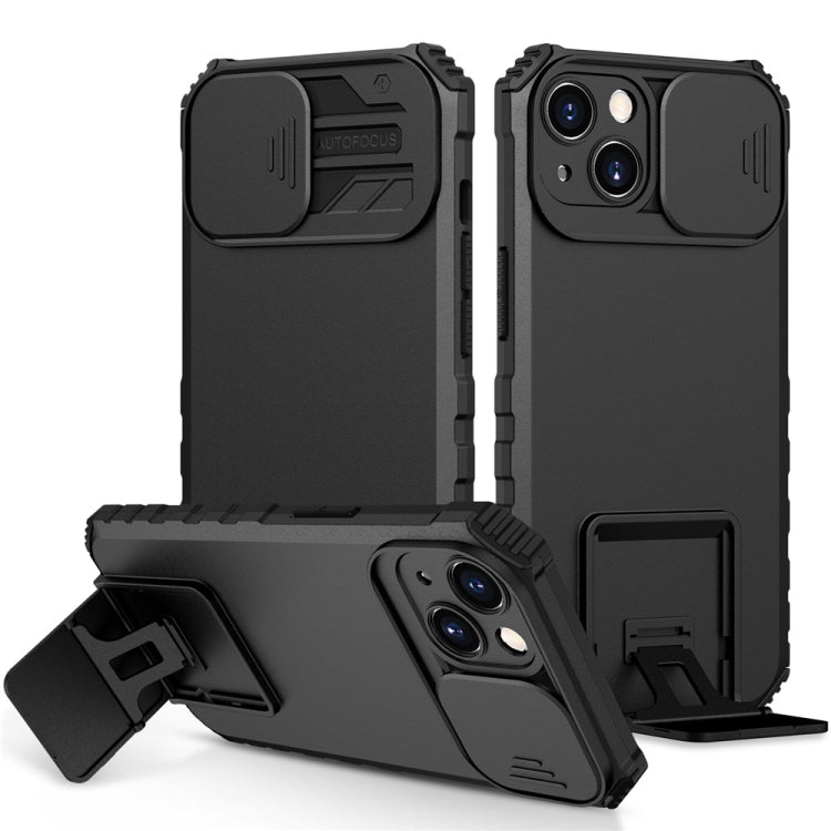 Stereoscopic Holder Sliding Camshield Phone Case, For iPhone 15 Plus, For iPhone 15