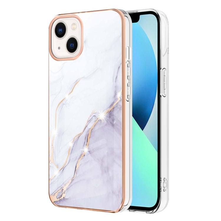 Electroplating Marble Pattern Dual-side IMD TPU Shockproof Phone Case, For iPhone 15 Pro Max, For iPhone 15 Pro, For iPhone 15 Plus, For iPhone 15