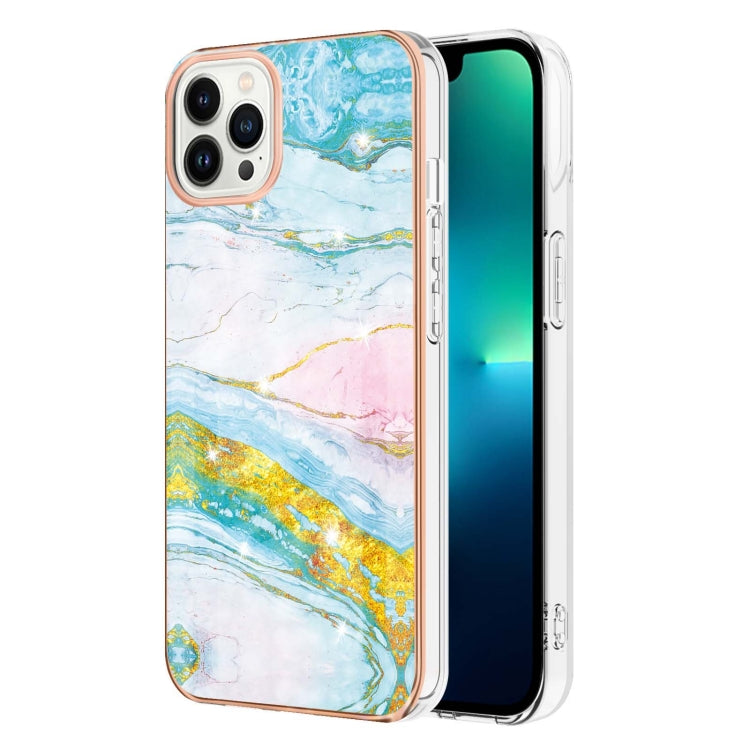 Electroplating Marble Pattern Dual-side IMD TPU Shockproof Phone Case, For iPhone 15 Pro Max, For iPhone 15 Pro, For iPhone 15 Plus, For iPhone 15