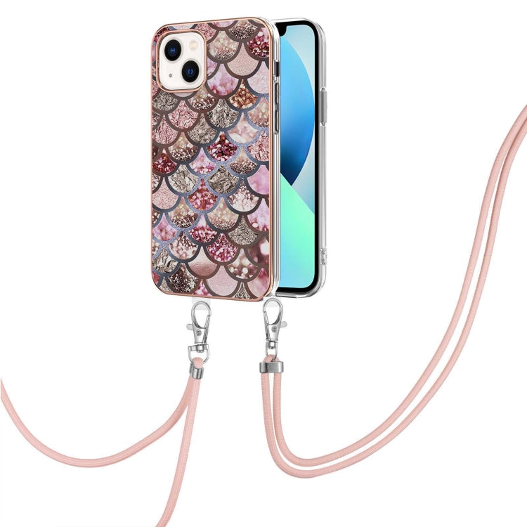 Electroplating Pattern IMD TPU Shockproof Case with Neck Lanyard, For iPhone 15 Pro Max, For iPhone 15 Pro, For iPhone 15 Plus, For iPhone 15