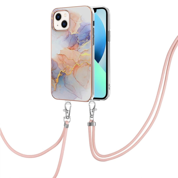 Electroplating Pattern IMD TPU Shockproof Case with Neck Lanyard, For iPhone 15 Pro Max, For iPhone 15 Pro, For iPhone 15 Plus, For iPhone 15
