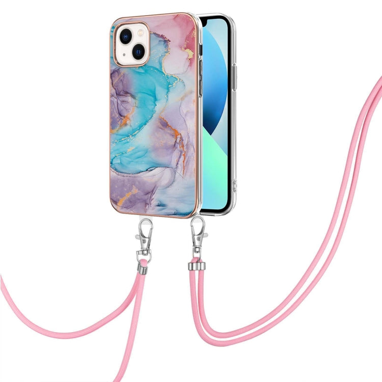 Electroplating Pattern IMD TPU Shockproof Case with Neck Lanyard, For iPhone 15 Pro Max, For iPhone 15 Pro, For iPhone 15 Plus, For iPhone 15