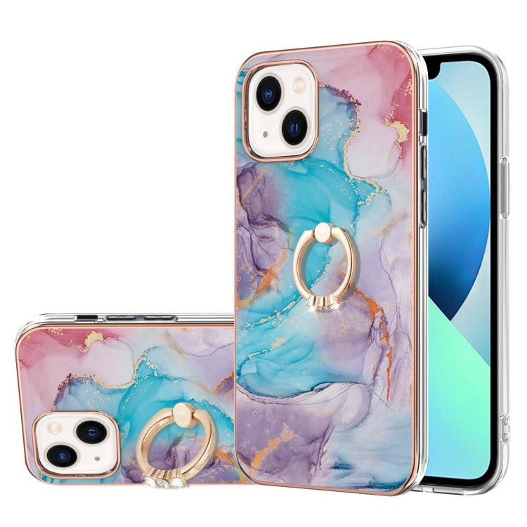 Electroplating Pattern IMD TPU Shockproof Case with Rhinestone Ring Holder, For iPhone 15 Pro Max, For iPhone 15 Pro, For iPhone 15 Plus, For iPhone 15