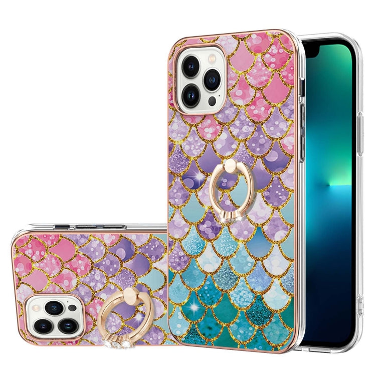 Electroplating Pattern IMD TPU Shockproof Case with Rhinestone Ring Holder, For iPhone 15 Pro Max, For iPhone 15 Pro, For iPhone 15 Plus, For iPhone 15