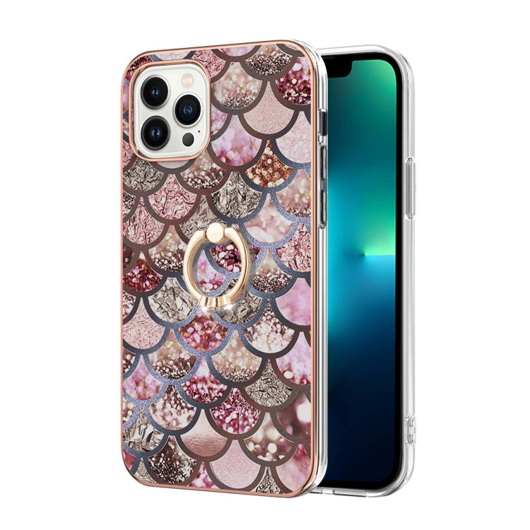Electroplating Pattern IMD TPU Shockproof Case with Rhinestone Ring Holder, For iPhone 15 Pro Max, For iPhone 15 Pro, For iPhone 15 Plus, For iPhone 15