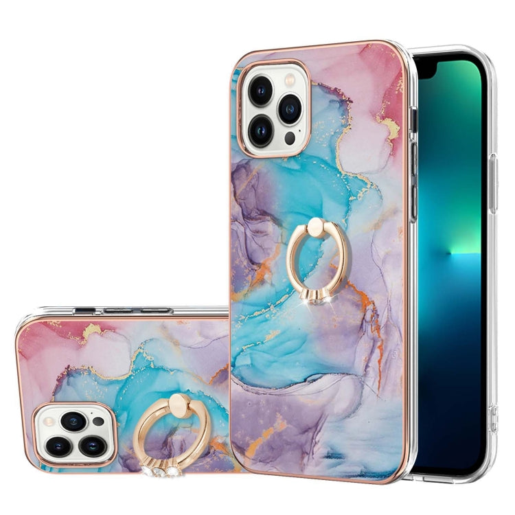 Electroplating Pattern IMD TPU Shockproof Case with Rhinestone Ring Holder, For iPhone 15 Pro Max, For iPhone 15 Pro, For iPhone 15 Plus, For iPhone 15
