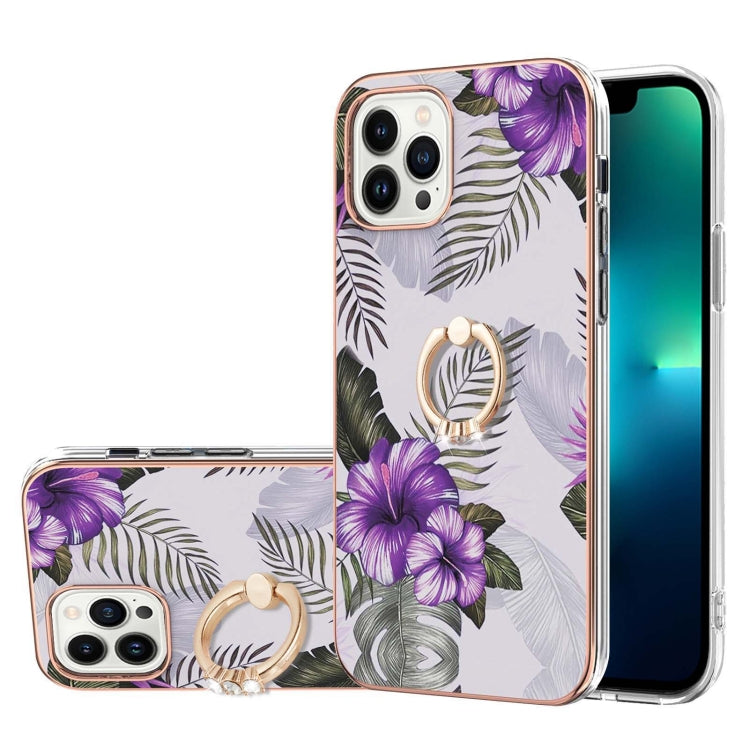 Electroplating Pattern IMD TPU Shockproof Case with Rhinestone Ring Holder, For iPhone 15 Pro Max, For iPhone 15 Pro, For iPhone 15 Plus, For iPhone 15