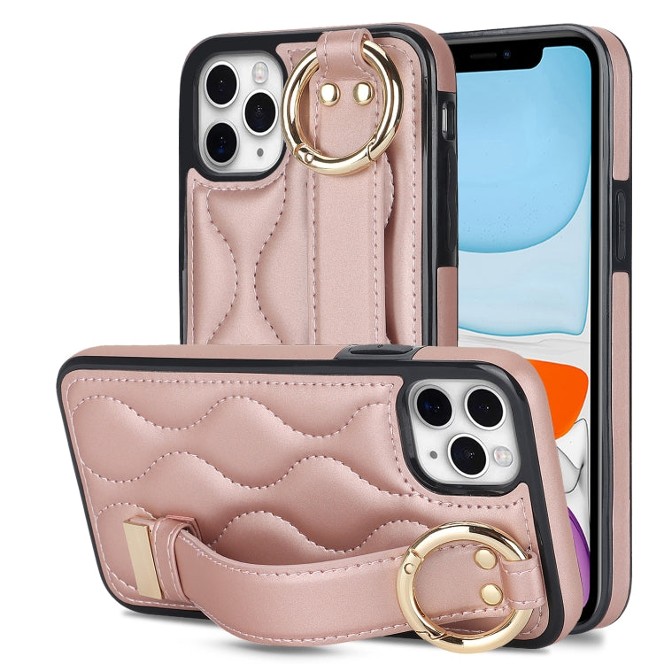 Non-slip Full Coverage Ring PU Phone Case with Wristband, For iPhone 11 Pro Max, For iPhone 11, For iPhone 11 Pro