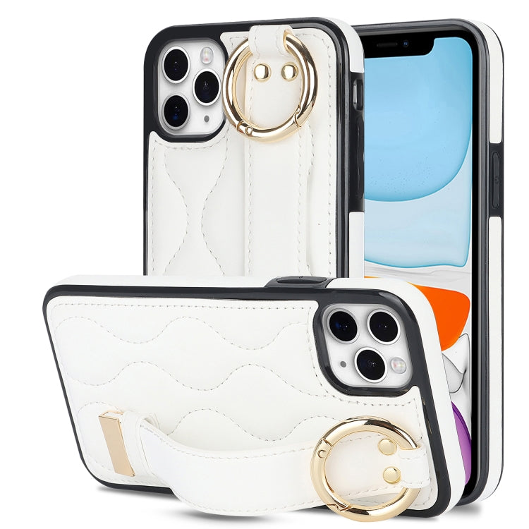 Non-slip Full Coverage Ring PU Phone Case with Wristband, For iPhone 11 Pro Max, For iPhone 11, For iPhone 11 Pro