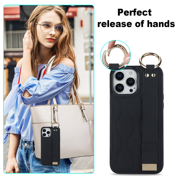 Non-slip Full Coverage Ring PU Phone Case with Wristband, For iPhone 13 Pro, For iPhone 13, For iPhone 13 mini