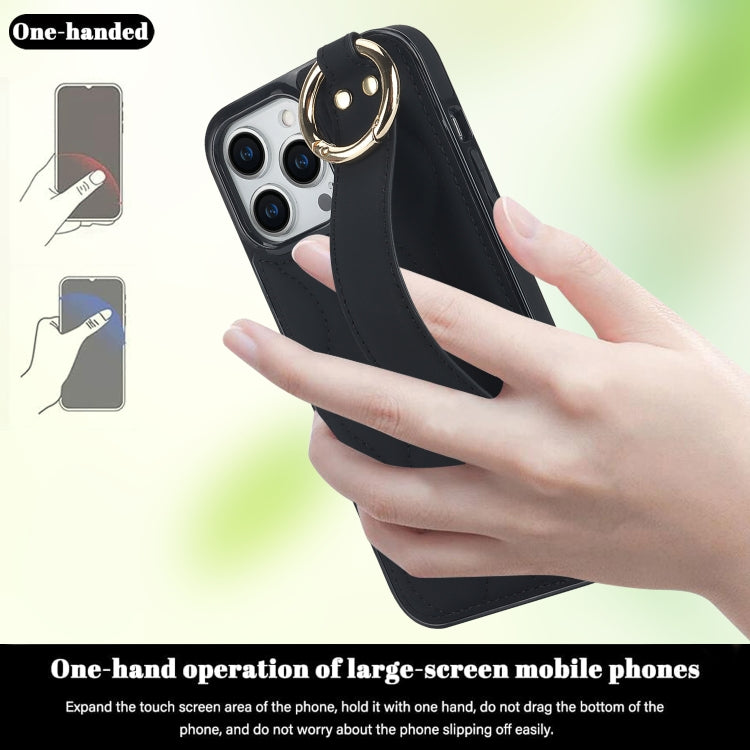 Non-slip Full Coverage Ring PU Phone Case with Wristband, For iPhone 13 Pro, For iPhone 13, For iPhone 13 mini