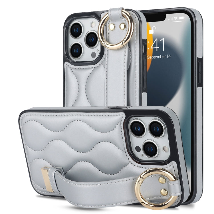 Non-slip Full Coverage Ring PU Phone Case with Wristband, For iPhone 13 Pro, For iPhone 13, For iPhone 13 mini