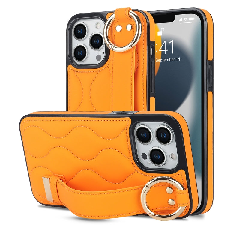 Non-slip Full Coverage Ring PU Phone Case with Wristband, For iPhone 13 Pro, For iPhone 13, For iPhone 13 mini