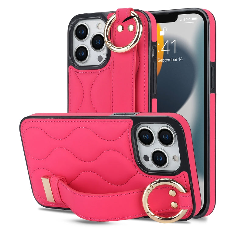 Non-slip Full Coverage Ring PU Phone Case with Wristband, For iPhone 13 Pro, For iPhone 13, For iPhone 13 mini