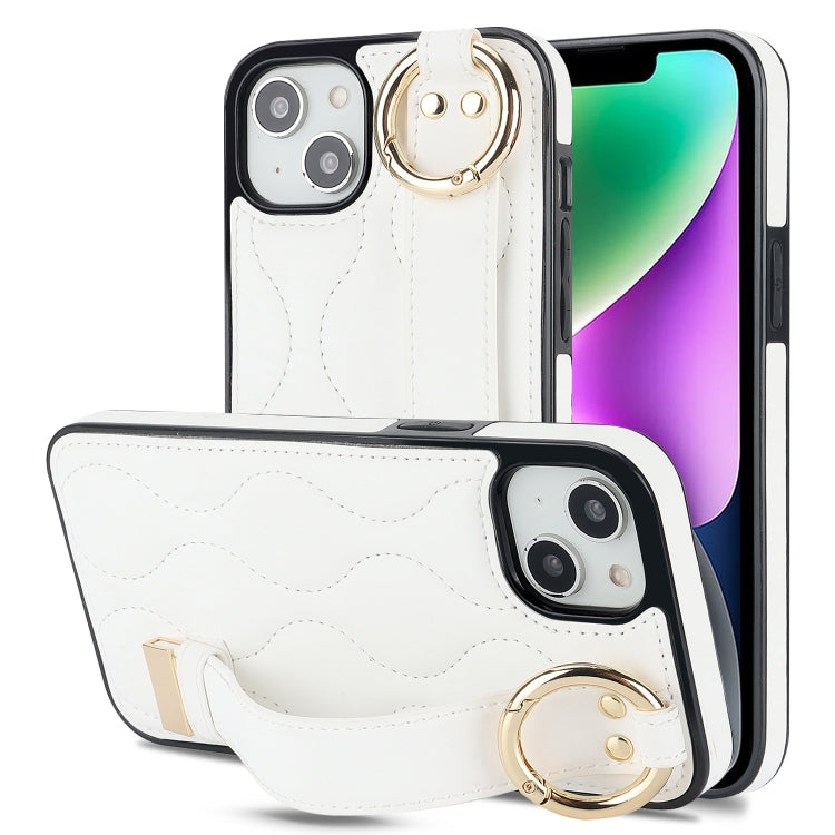 Non-slip Full Coverage Ring PU Phone Case with Wristband, For iPhone 13 Pro, For iPhone 13, For iPhone 13 mini