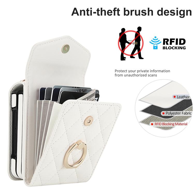 Diamond Lattice RFID Card Slot Phone Case with Ring Holder