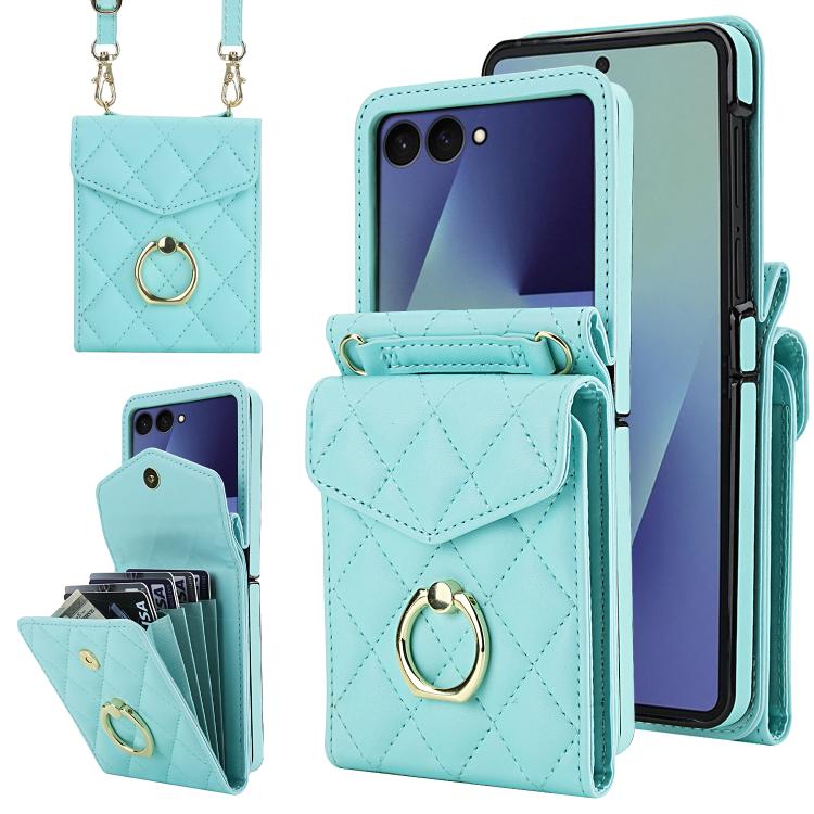 Diamond Lattice RFID Card Slot Phone Case with Ring Holder
