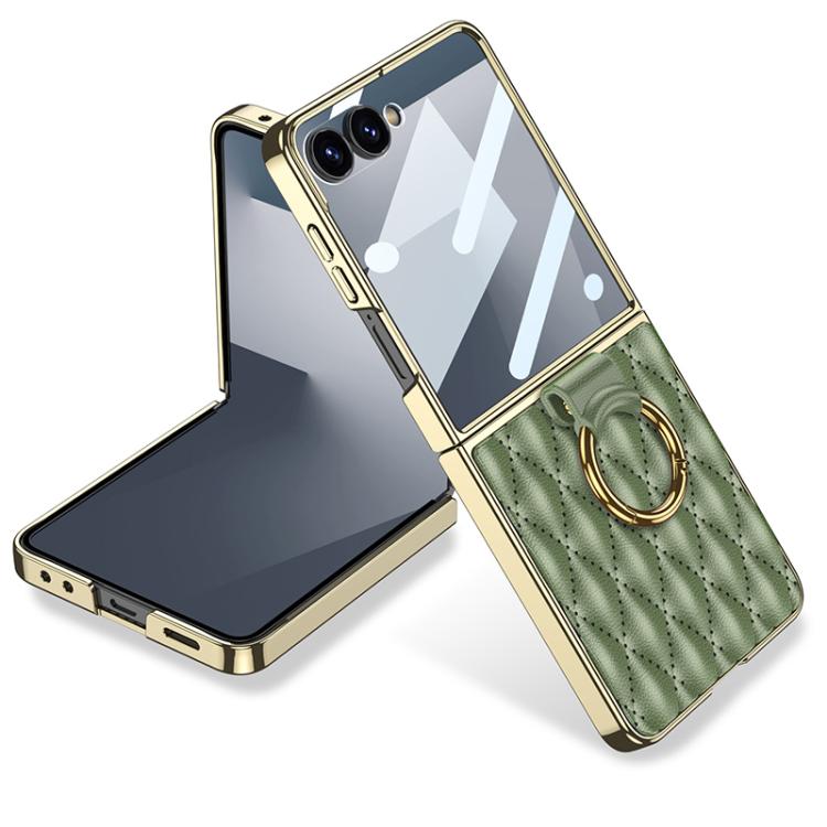 GKK Integrated Plating Diamond Texture PU Phone Case with Ring