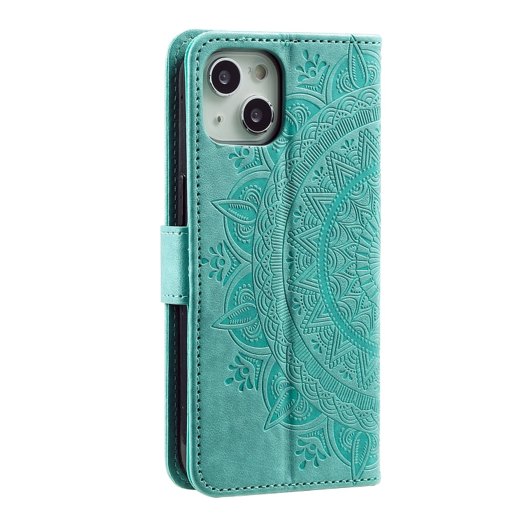 Totem Flower Embossed Leather Phone Case, For iPhone 15 Plus, For iPhone 15