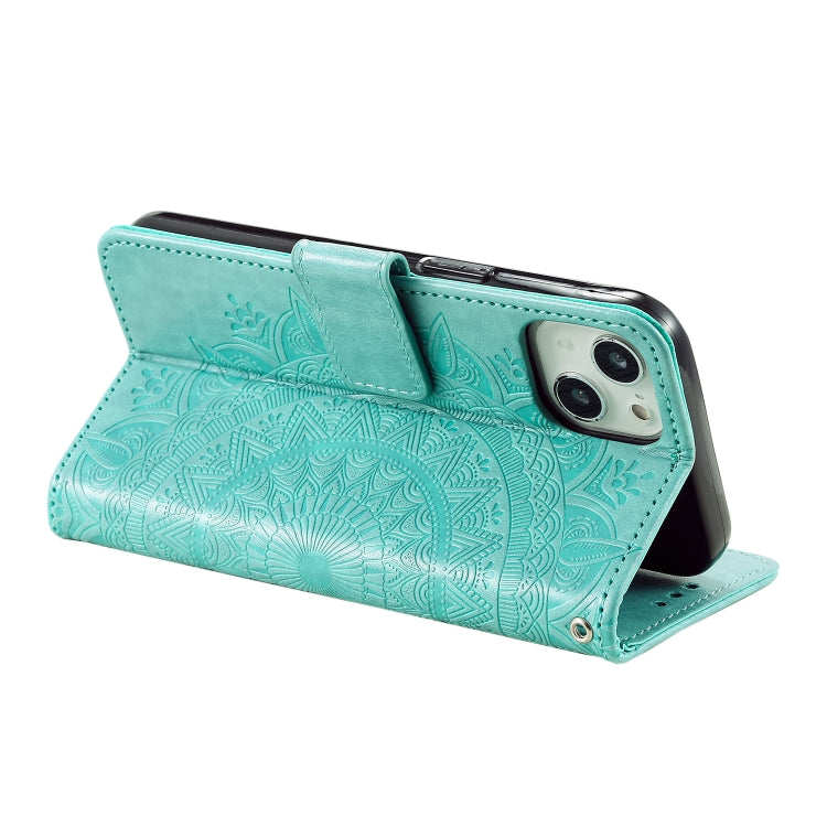 Totem Flower Embossed Leather Phone Case, For iPhone 15 Plus, For iPhone 15