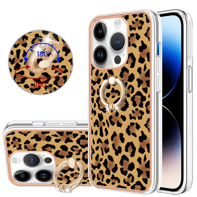 Electroplating Dual-side IMD Phone Case with Ring Holder, For iPhone 14, For iPhone 14 Pro, For iPhone 14 Pro Max