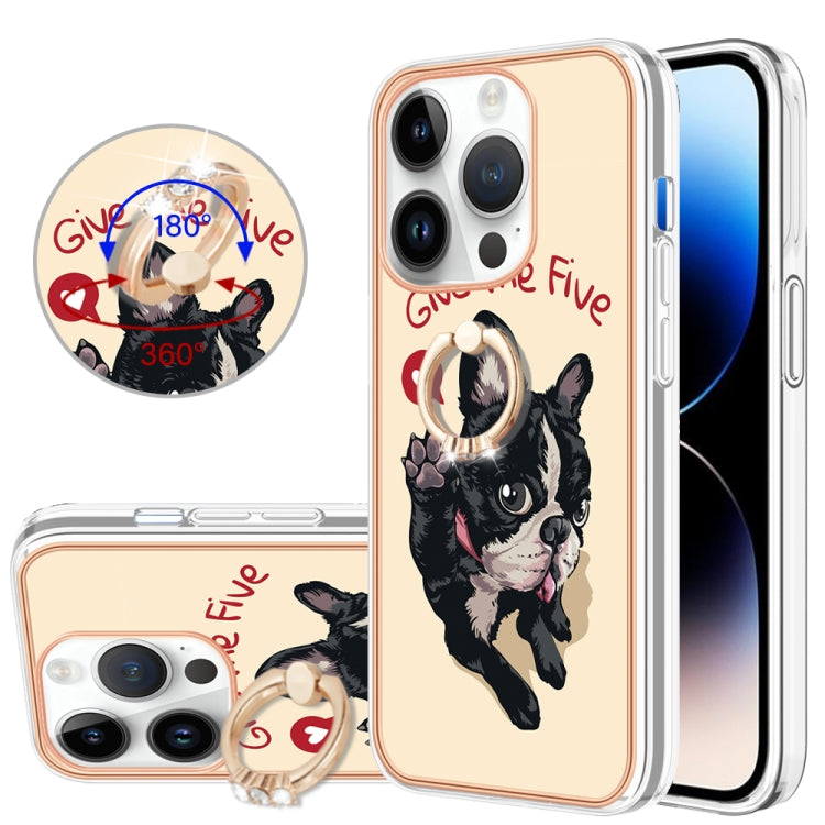 Electroplating Dual-side IMD Phone Case with Ring Holder, For iPhone 14, For iPhone 14 Pro, For iPhone 14 Pro Max