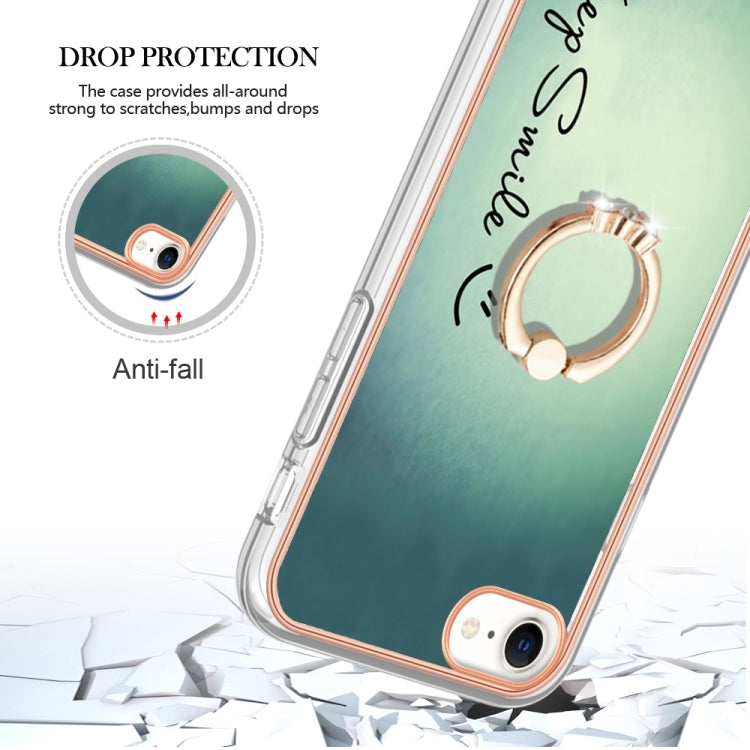 Electroplating Dual-side IMD Phone Case with Ring Holder, For iPhone SE 2022 / SE 2020 / 8, For iPhone 13 Pro Max, For iPhone 13 Pro