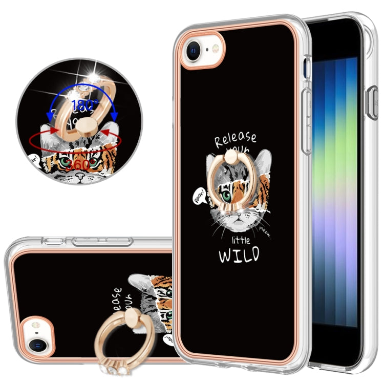 Electroplating Dual-side IMD Phone Case with Ring Holder, For iPhone SE 2022 / SE 2020 / 8, For iPhone 13 Pro Max, For iPhone 13 Pro