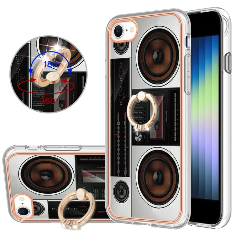 Electroplating Dual-side IMD Phone Case with Ring Holder, For iPhone SE 2022 / SE 2020 / 8, For iPhone 13 Pro Max, For iPhone 13 Pro