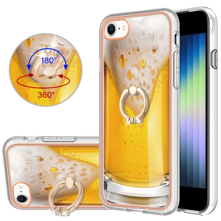 Electroplating Dual-side IMD Phone Case with Ring Holder, For iPhone SE 2022 / SE 2020 / 8, For iPhone 13 Pro Max, For iPhone 13 Pro
