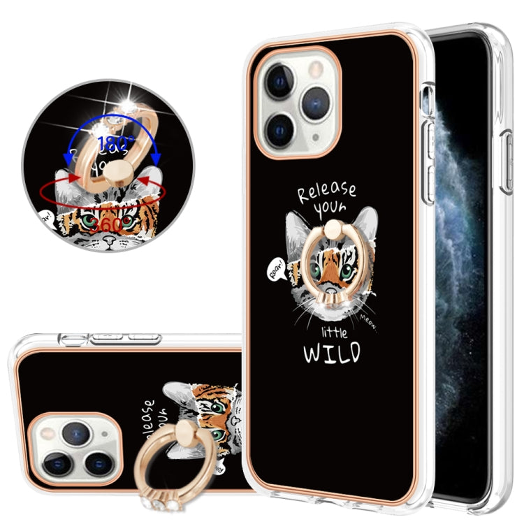 Electroplating Dual-side IMD Phone Case with Ring Holder, For iPhone 11 Pro Max, For iPhone 11